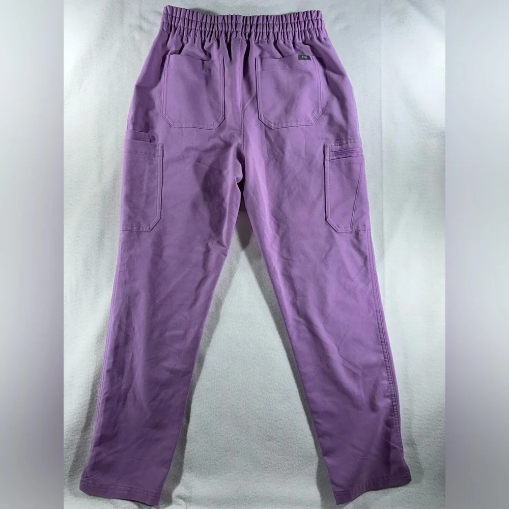 FIGS Women's Straight Leg Scrub Pants in Lavender with Maroon Drawstring